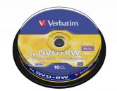 Verbatim DVD+RW 4.7GB, 4x, 10ks CAKE BOX. Přepisovatelné médium DVD+RW, kapacita 4.7 GB, rychlost přepisu až 4x, balení 10 ks CAKE BOX krabička