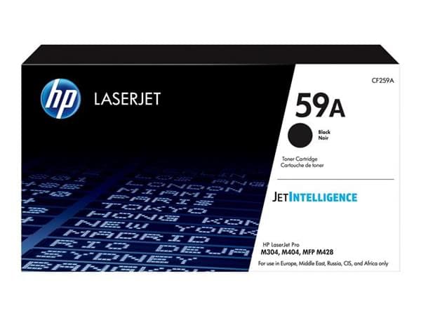 HP CF259A č. 59A černý. Toner HP černý, pro tiskárny HP LaserJet Pro M404dn,M404dw,M404n,MFP M428fdn,MFP M428fdw. Výtěžnost až 3000 stran při 5% pokrytí