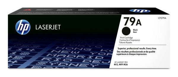 HP CF279A č. 79A černý toner. Toner HP černý, originální, pro tiskárny HP LaserJet Pro M12 a HP LaserJet Pro M26. Výtěžnost kazety až 1000 stran A4 při 5% pokrytí.