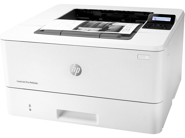 HP LaserJet Pro M404dn. Černobílá laserová tiskárna HP, formát A4, rychlost tisku až 38 str/min, 1200 x 1200 DPI rozlišení, oboustranný tisk – DUPLEX, AirPrint, USB + LAN připojení.