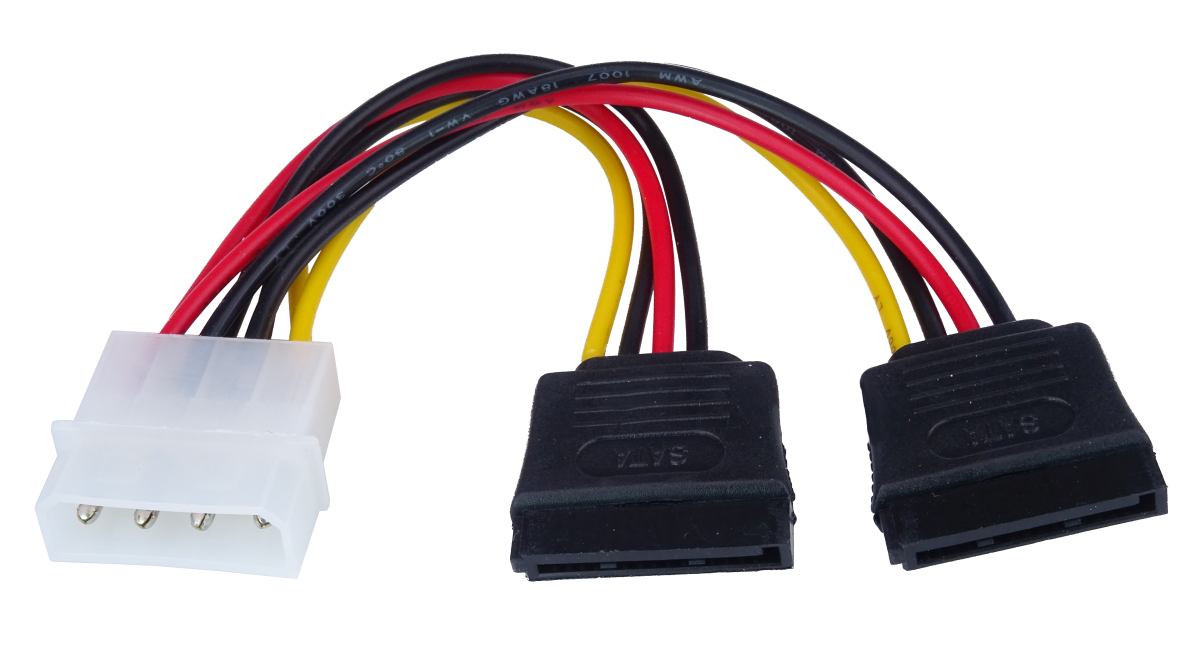 SATA kabel, napájecí, 2xSATA, redukce z molex na 2x SATA napájení