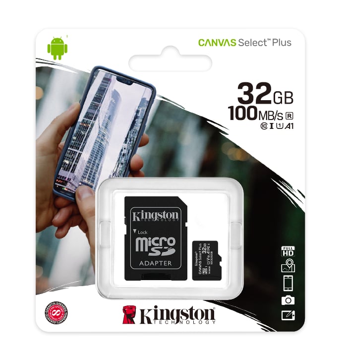 Kingston micro SD 32GB Canvas Select Plus + Adapter, SDCS2/32GB