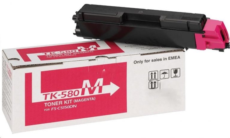 Kyocera TK-580M Magenta-červený toner. Originální červený toner pro tiskárnu Kyocera ECOSYS P6021cdn, FS-C5150DN