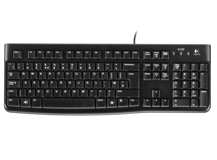 Logitech keyboard K120 CZ/SK. Drátová USB klávesnice s českým rozložením kláves, vhodná pro každodenní nasazení například v kanceláři, základní, avšak kvalitní a plně využitelná klávesnice za skvělou cenu.