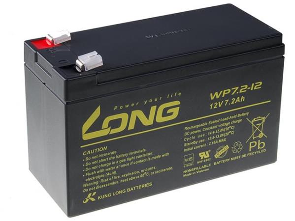 Long 12V 7.2Ah olověná baterie WP7.2-12