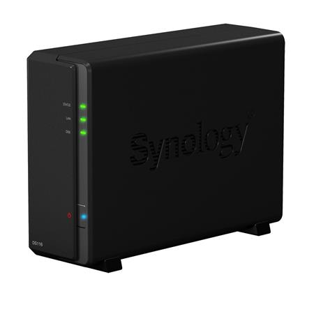 SYNOLOGY DS118 NAS. externí síťový BOX, 1x SATA HDD, 1GB DDR4 paměť, 2x USB, 1x LAN, stolní provedení