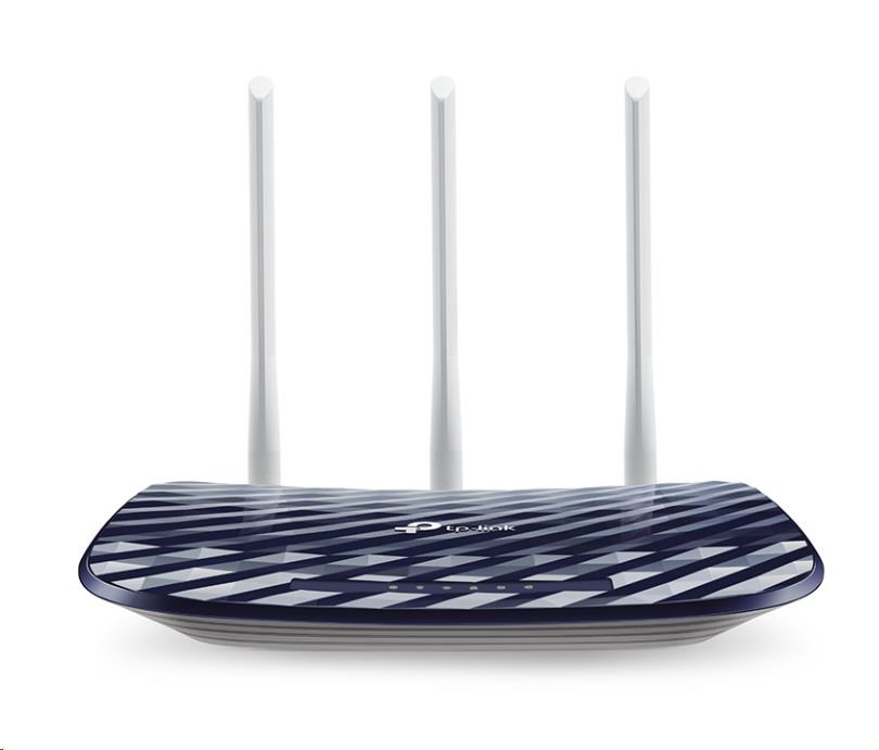 TP-LINK Archer C20, Bezdrátový WiFi router, 802.11a/b/g/n/ac, rychlost až 733 Mb/s, 4× LAN Fast Ethernet, 3 × externí anténa, WPS, WPA, WPA2