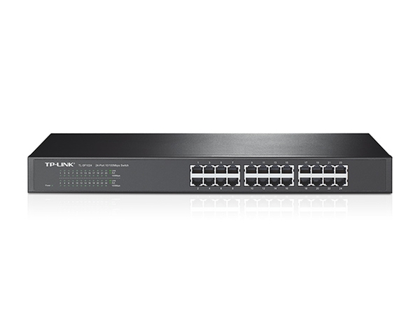 TP-LINK TL-SF1024D. 24 portový 100mbps switch, možnost racku, Auto Negotiation/Auto MDI/MDIX, bezvětrákový, spotřeba 3.53W